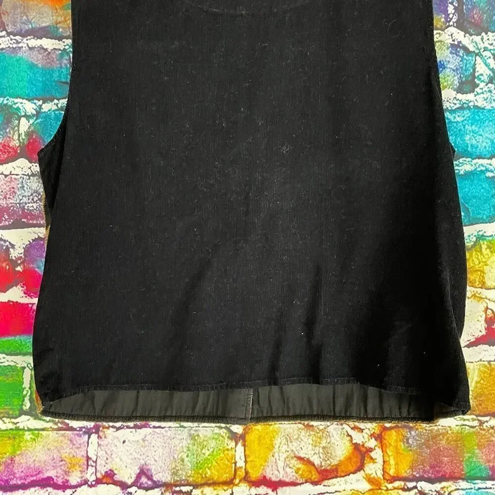 Dressbarn Safari Zebra Theme Tapestry Button Front Vest Corduroy Back Size Large